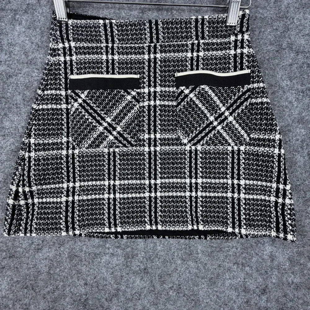Zara Trf Mini Skirt Womens XS Black White Plaid Tweed Academia Schoolgirl Preppy